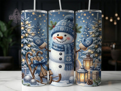 Blue Christmas Snowman 20oz Tumbler, Blue Snowman PNG, Blue Xmas Tumbler, Blue Christmas Sub, Winter Snowman Wrap, Festive Blue Cup, Cute Snowman Sub, Blue Holiday Coffee Sublimation SvggirlplusArt 