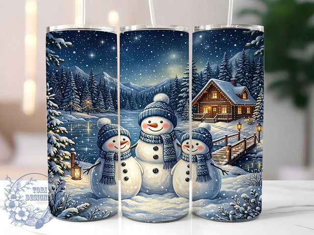 Blue Christmas Snowmen 20oz Tumbler, Blue Snowmen, Christmas Snowmen, Blue Christmas, Snowmen Tumbler, Blue Christmas PNG, Christmas Tumbler, 20oz Tumbler Wrap Sublimation ToriDesigns 