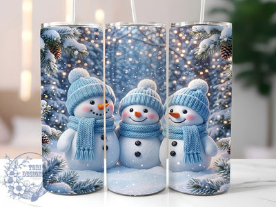 Blue Christmas Snowmen 20oz Tumbler, Blue Snowmen, Christmas Snowmen, Blue Christmas, Snowmen Tumbler, Blue Christmas PNG, Snowmen Wrap PNG, 20oz Tumbler Wrap Sublimation ToriDesigns 