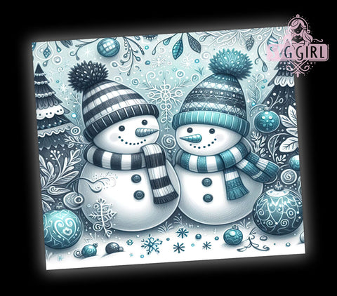 Blue Christmas Snowmen Tumbler, Snowflakes Wrap, 20oz Sublimation Design, Digital Download, Trendy Snowman Print, Winter Decor, Holiday Tumbler Design Sublimation SvggirlplusArt 