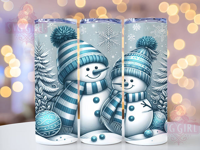 Blue Christmas Snowmen Tumbler, Snowflakes Wrap, 20oz Sublimation Design, Digital Download, Trendy Snowman Print, Winter Decor, Holiday Tumbler Design Sublimation SvggirlplusArt 