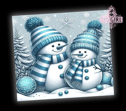 Blue Christmas Snowmen Tumbler, Snowflakes Wrap, 20oz Sublimation Design, Digital Download, Trendy Snowman Print, Winter Decor, Holiday Tumbler Design Sublimation SvggirlplusArt 