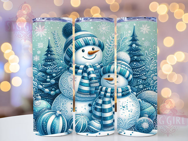 Blue Christmas Snowmen Tumbler, Snowflakes Wrap, 20oz Sublimation Design, Digital Download, Trendy Snowman Print, Winter Decor, Holiday Tumbler Design Sublimation SvggirlplusArt 