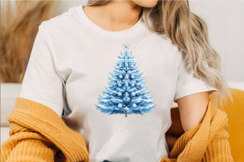 Blue Christmas Tree Clipart Bundle. Sublimation SVGArt 