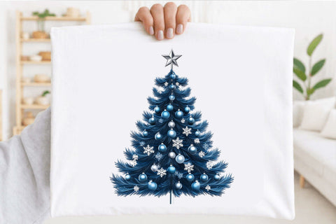 Blue Christmas Tree Clipart Bundle. Sublimation SVGArt 