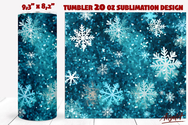 Blue Christmas Tumbler sublimation, sparkle blue snowflakes Sublimation Angelina Semenova 