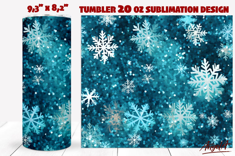 Blue Christmas Tumbler sublimation, sparkle blue snowflakes Sublimation Angelina Semenova 