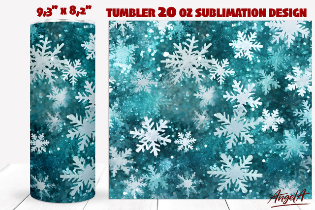 Blue Christmas Tumbler sublimation, sparkle blue snowflakes Sublimation Angelina Semenova 