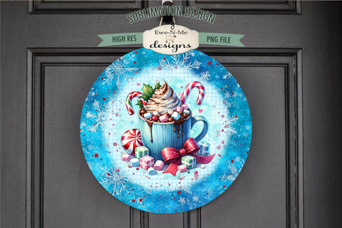 Blue Cocoa Coffee Cup Wind Spinner Sublimation | Round Cocoa Sublimation Ewe-N-Me Designs 