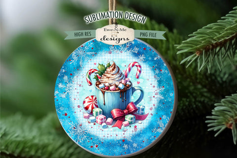 Blue Cocoa Coffee Cup Wind Spinner Sublimation | Round Cocoa Sublimation Ewe-N-Me Designs 