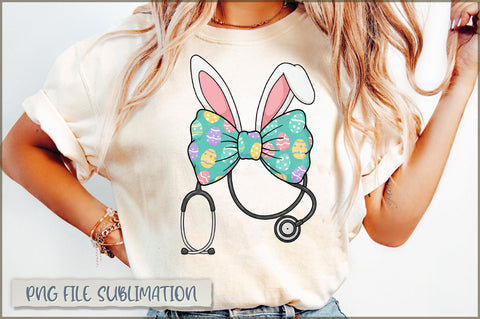 Blue Coquette Bow Easter Nurse Sublimation Sublimation Shetara Begum 