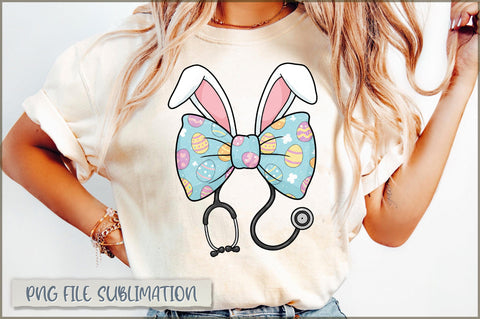 Blue Coquette Bow Easter Nurse Sublimation Sublimation Shetara Begum 