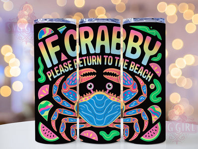 Blue Crab Beach Quote 20oz Tumbler, Return To The Beach Quote, Cute Ocean Animal Illustration, Sublimation Tumbler Wrap, 20oz Tumbler, Fun Summer Gift, Bright Coastal Style Sublimation SvggirlplusArt 