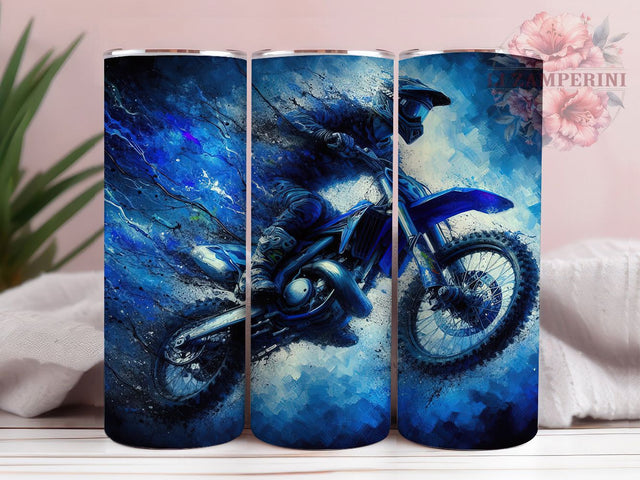 Blue Dirt Bike Motocross Tumbler Wrap, Dirt Bike Sublimation Wrap, 20Oz Tumbler Wrap, Off Road Drinkware, Motocross Cup Wrap, Outdoor Racing Tumbler, Extreme Sports Drinkware Sublimation Li Zamperini 