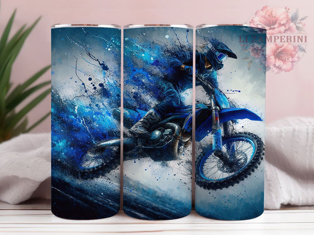 Blue Dirt Bike Motocross Tumbler Wrap, Dirt Bike Sublimation Wrap, 20Oz Tumbler Wrap, Off Road Drinkware, Motocross Cup Wrap, Outdoor Racing Tumbler, Extreme Sports Drinkware Sublimation Li Zamperini 
