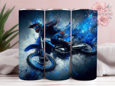 Blue Dirt Bike Motocross Tumbler Wrap, Dirt Bike Sublimation Wrap, 20Oz Tumbler Wrap, Off Road Drinkware, Motocross Cup Wrap, Outdoor Racing Tumbler, Extreme Sports Drinkware Sublimation Li Zamperini 