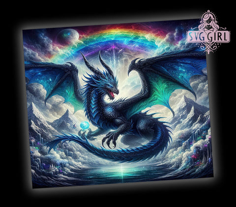 Blue Dragon 20oz Tumbler Wrap, Dragon Tumbler, 20oz Tumbler, Sublimation Wrap, Fantasy Tumbler, Custom Tumbler, Mythical Creature Sublimation SvggirlplusArt 