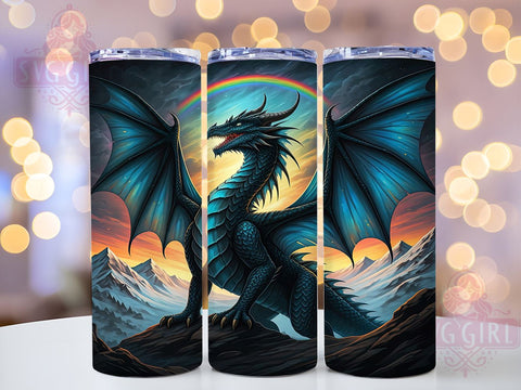Blue Dragon 20oz Tumbler Wrap, Dragon Tumbler, 20oz Tumbler, Sublimation Wrap, Fantasy Tumbler, Custom Tumbler, Mythical Creature Sublimation SvggirlplusArt 