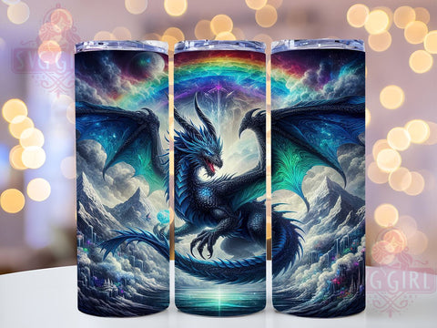 Blue Dragon 20oz Tumbler Wrap, Dragon Tumbler, 20oz Tumbler, Sublimation Wrap, Fantasy Tumbler, Custom Tumbler, Mythical Creature Sublimation SvggirlplusArt 