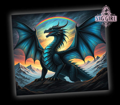 Blue Dragon 20oz Tumbler Wrap, Dragon Tumbler, 20oz Tumbler, Sublimation Wrap, Fantasy Tumbler, Custom Tumbler, Mythical Creature Sublimation SvggirlplusArt 