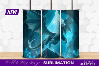 Blue dragon flying through crystal cave Sublimation Regulrcrative 