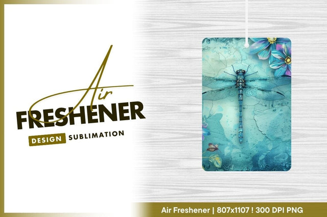 Blue dragonfly floral air freshener png art Sublimation Regulrcrative 