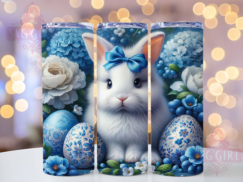 Blue Easter Bunny Tumbler, Easter Bunny Tumbler, Cute Bunny Wrap, Festive Bunny Wrap, Spring Bunny Wrap, Sublimation Design, Trendy Gift Idea Sublimation SvggirlplusArt 
