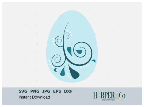 Blue Easter Egg SVG PNG Cut EPS File SVG HarperNCo 