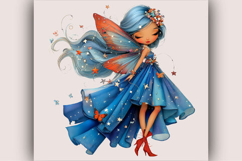 Blue Fairy Girl Clipart PNG Sublimation SVGArt 