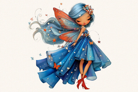 Blue Fairy Girl Clipart PNG Sublimation SVGArt 