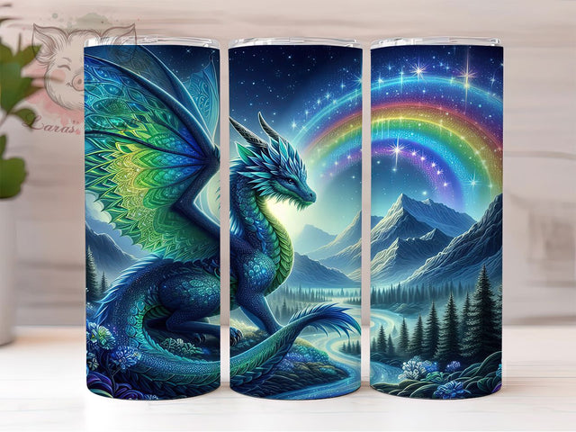 Blue Fire and Ice Dragon Tumbler, Dragon Wrap Design, 20oz Tumbler Sublimation, Mythical Dragon Art, Fantasy Dragon Tumbler, Dragon Print Wrap, Fire And Ice Dragon Sublimation Lara' s Designs 