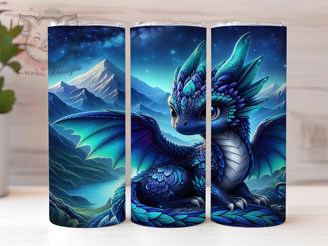 Blue Fire and Ice Dragon Tumbler, Dragon Wrap Design, 20oz Tumbler Sublimation, Mythical Dragon Art, Fantasy Dragon Tumbler, Dragon Print Wrap, Fire And Ice Dragon Sublimation Lara' s Designs 