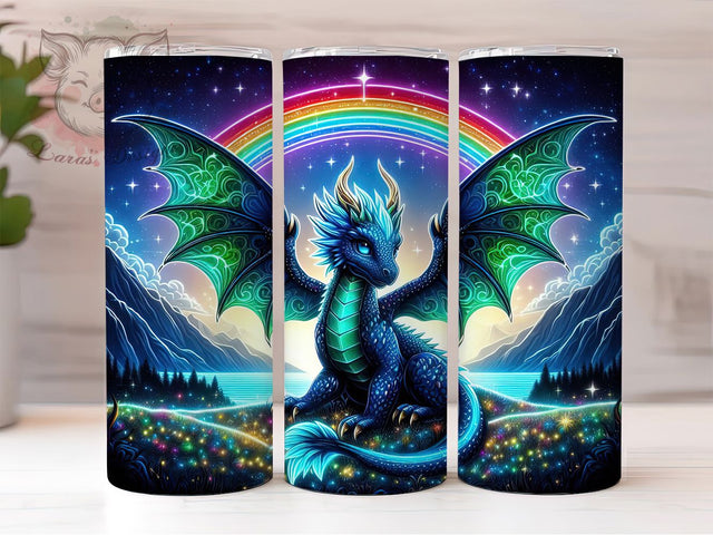 Blue Fire and Ice Dragon Tumbler, Dragon Wrap Design, 20oz Tumbler Sublimation, Mythical Dragon Art, Fantasy Dragon Tumbler, Dragon Print Wrap, Fire And Ice Dragon Sublimation Lara' s Designs 