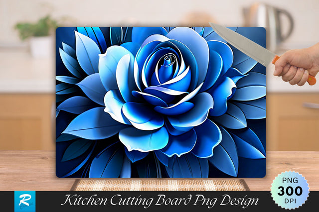 Blue Floral Cutting Board Sublimation Regulrcrative 