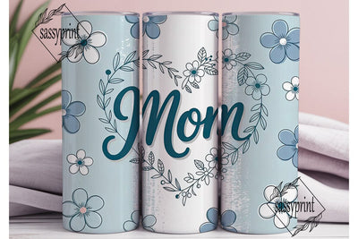 Blue Floral Mom 20oz Tumbler Wrap Sublimation sassyprint 