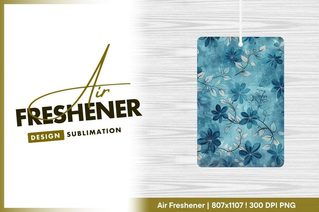 Blue floral pattern air freshener png background Sublimation Regulrcrative 