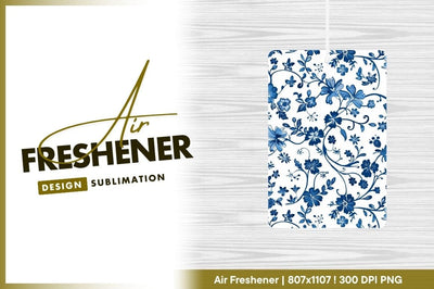 Blue floral pattern on white background with stylized flowers and leaves 1 Sublimation Regulrcrative 