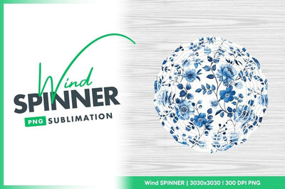 Blue floral pattern on white background with stylized flowers and leaves Sublimation Regulrcrative 