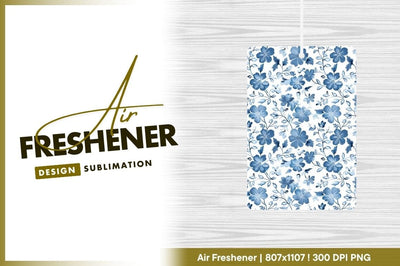 Blue floral pattern on white background with stylized flowers and leaves Sublimation Regulrcrative 