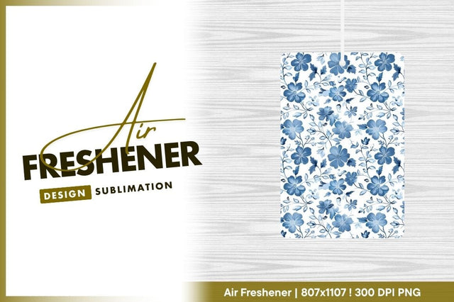 Blue floral pattern on white background with stylized flowers and leaves Sublimation Regulrcrative 