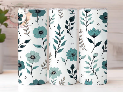 Blue Floral Seamless 20oz Nature Tumbler, Blue Floral Design, Seamless Pattern, Sublimation Wrap, 20oz Tumbler, Flower Gift, Floral Drinkware, Nature Theme Sublimation Lara' s Designs 
