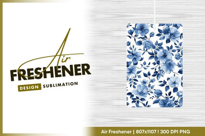 Blue floral seamless pattern air freshener png Sublimation Regulrcrative 