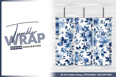 Blue floral seamless pattern delicate watercolor style Sublimation Regulrcrative 