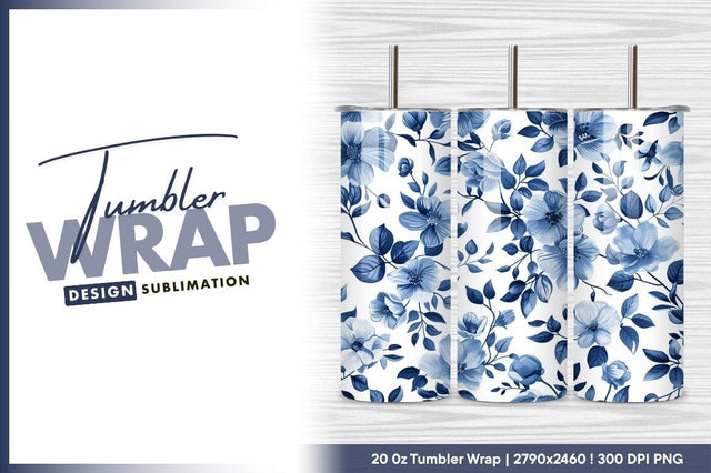 Blue floral seamless pattern delicate watercolor style Sublimation Regulrcrative 
