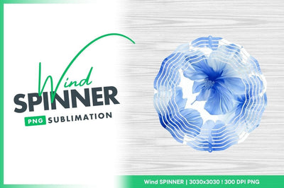 Blue floral wind spinner round design Sublimation Regulrcrative 