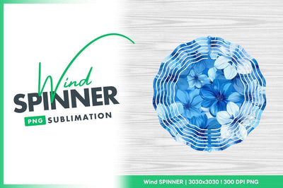 Blue floral wind spinner round sublimation design Sublimation Regulrcrative 