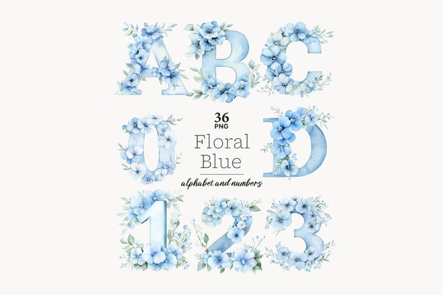 Blue Flower Alphabet | Floral Letters Printable SVG GlamArtZhanna 