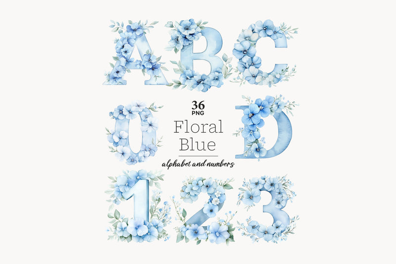 Blue Flower Alphabet | Floral Letters Printable SVG GlamArtZhanna 