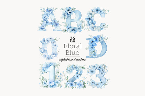 Blue Flower Alphabet | Floral Letters Printable SVG GlamArtZhanna 