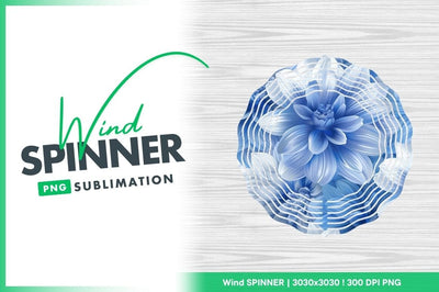 Blue flower wind spinner round illustration Sublimation Regulrcrative 